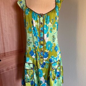 Free People 100% Silk Floral Dress Size 12 Retail 118$ NWT